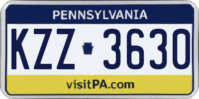 PA license plate KZZ3630