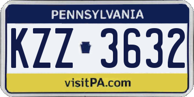 PA license plate KZZ3632