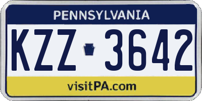 PA license plate KZZ3642
