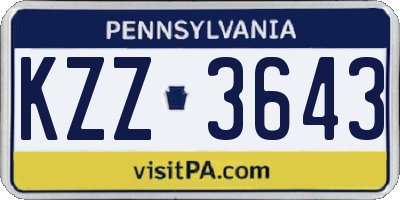 PA license plate KZZ3643