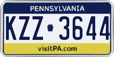 PA license plate KZZ3644