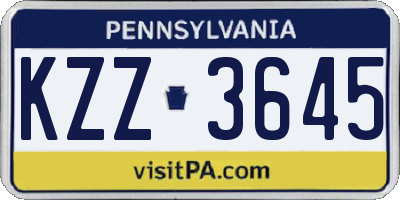 PA license plate KZZ3645