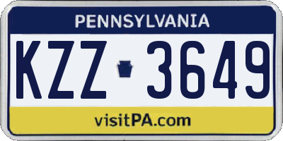 PA license plate KZZ3649