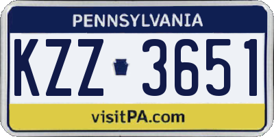 PA license plate KZZ3651