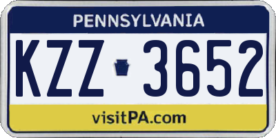 PA license plate KZZ3652