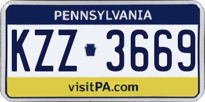 PA license plate KZZ3669