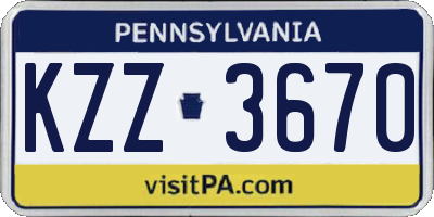 PA license plate KZZ3670
