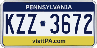 PA license plate KZZ3672