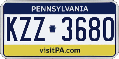 PA license plate KZZ3680