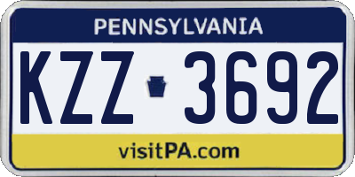 PA license plate KZZ3692