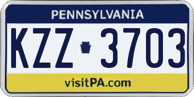 PA license plate KZZ3703