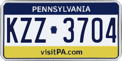 PA license plate KZZ3704