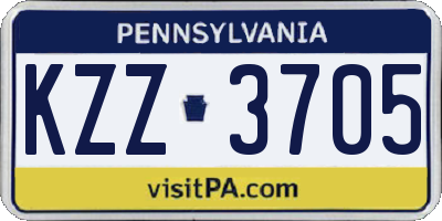 PA license plate KZZ3705