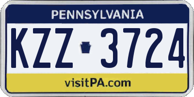 PA license plate KZZ3724