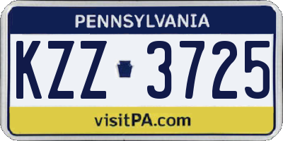 PA license plate KZZ3725