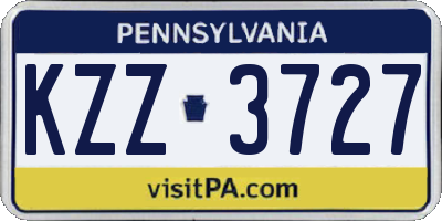 PA license plate KZZ3727