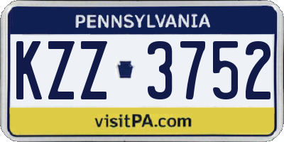 PA license plate KZZ3752