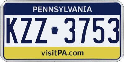 PA license plate KZZ3753