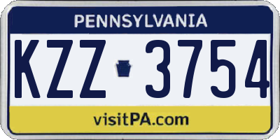 PA license plate KZZ3754