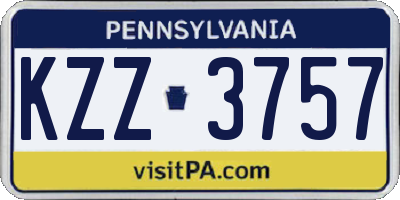 PA license plate KZZ3757