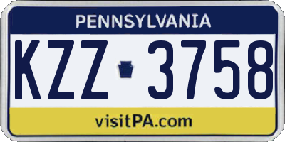 PA license plate KZZ3758