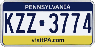 PA license plate KZZ3774