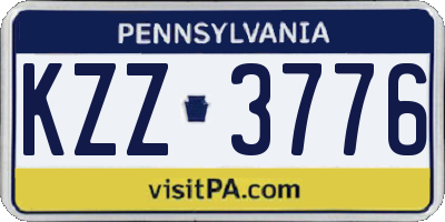 PA license plate KZZ3776
