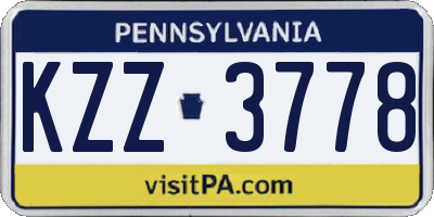 PA license plate KZZ3778