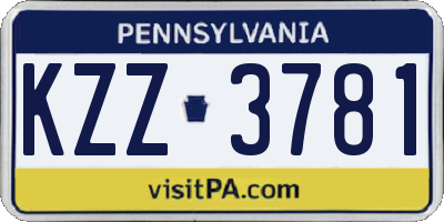 PA license plate KZZ3781