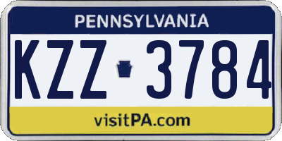PA license plate KZZ3784