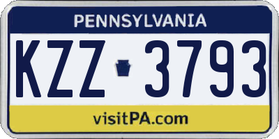 PA license plate KZZ3793