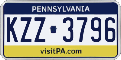 PA license plate KZZ3796