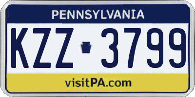 PA license plate KZZ3799