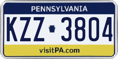 PA license plate KZZ3804