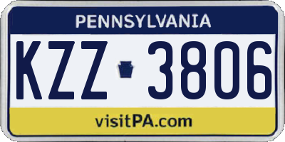 PA license plate KZZ3806