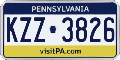 PA license plate KZZ3826