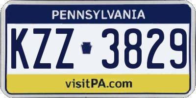 PA license plate KZZ3829