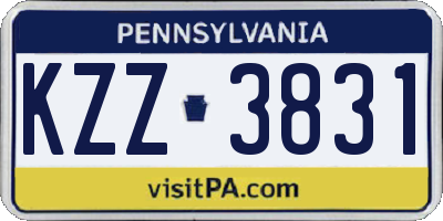 PA license plate KZZ3831