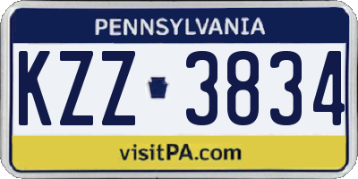 PA license plate KZZ3834