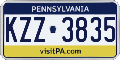 PA license plate KZZ3835