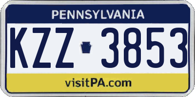 PA license plate KZZ3853