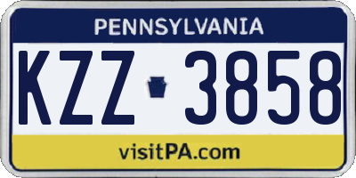 PA license plate KZZ3858
