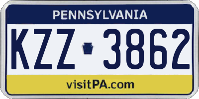 PA license plate KZZ3862