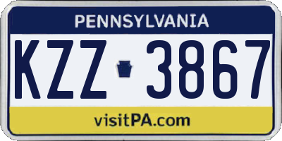 PA license plate KZZ3867