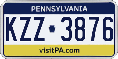 PA license plate KZZ3876