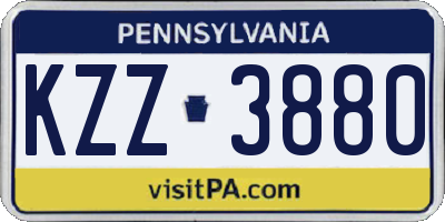 PA license plate KZZ3880