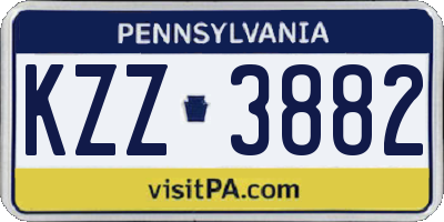 PA license plate KZZ3882