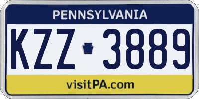 PA license plate KZZ3889
