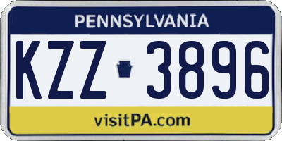 PA license plate KZZ3896