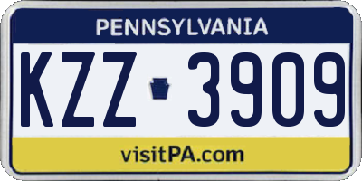 PA license plate KZZ3909